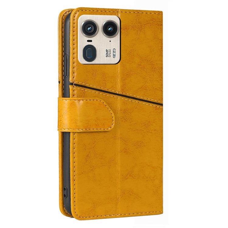 For Motorola Moto X50 Ultra 5G / Edge 50 Ultra 5G Case Geometric Splicing PU Leather Phone Cover - Yellow
