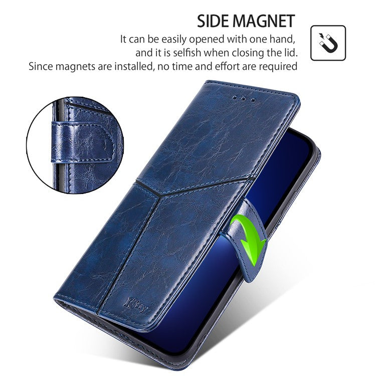 For Motorola Moto X50 Ultra 5G / Edge 50 Ultra 5G Case Geometric Splicing PU Leather Phone Cover - Blue
