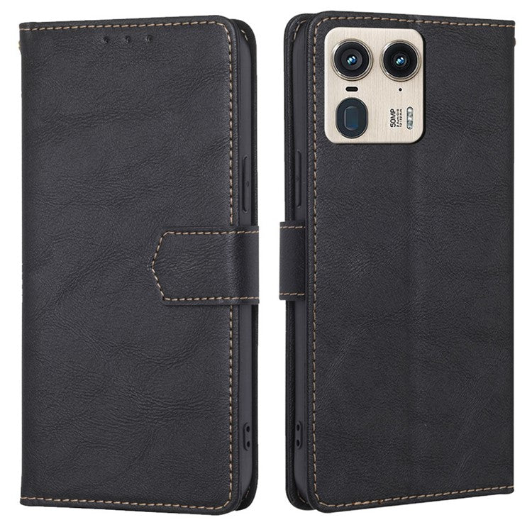 For Motorola Moto X50 Ultra 5G / Edge 50 Ultra 5G Case Leather Phone Cover with RFID Blocking Wallet - Black