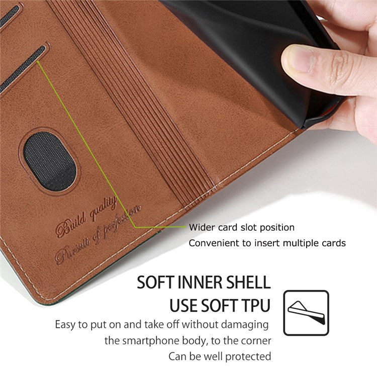 For Motorola Moto X50 Ultra 5G / Edge 50 Ultra 5G Case Contrast Color Wallet Leather Phone Cover - Light Brown+Green