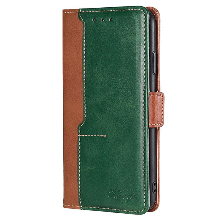 For Motorola Moto X50 Ultra 5G / Edge 50 Ultra 5G Case Contrast Color Wallet Leather Phone Cover - Light Brown+Green