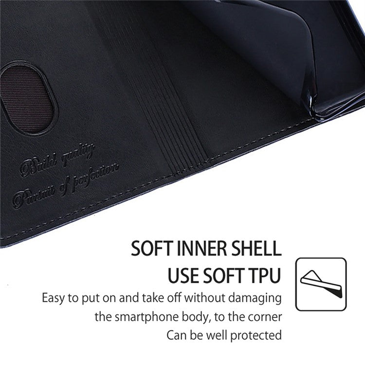 For Motorola Moto X50 Ultra 5G / Edge 50 Ultra 5G Case Card Slots Cowhide Texture Phone Leather Cover - Black