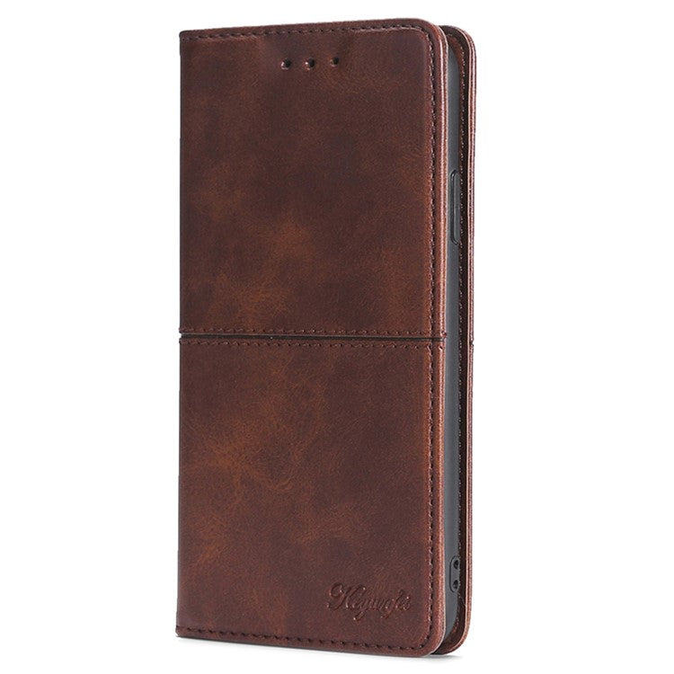 For Motorola Moto X50 Ultra 5G / Edge 50 Ultra 5G Case Card Slots Cowhide Texture Phone Leather Cover - Dark Brown
