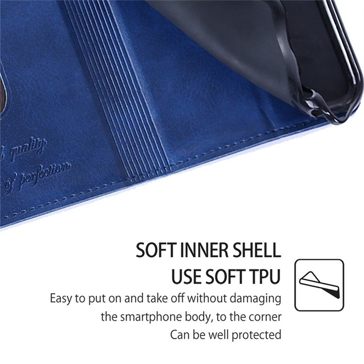 For Motorola Moto X50 Ultra 5G / Edge 50 Ultra 5G Case Card Slots Cowhide Texture Phone Leather Cover - Blue