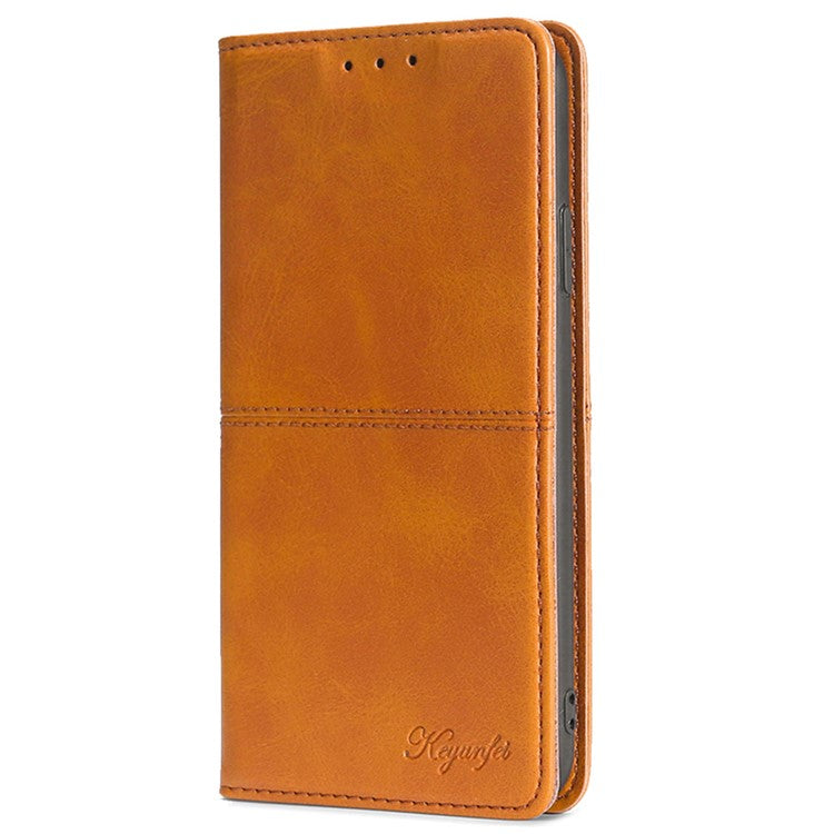 For Motorola Moto X50 Ultra 5G / Edge 50 Ultra 5G Case Card Slots Cowhide Texture Phone Leather Cover - Light Brown