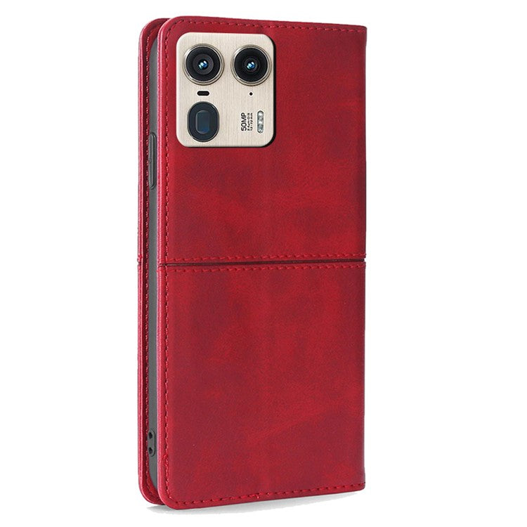 For Motorola Moto X50 Ultra 5G / Edge 50 Ultra 5G Case Card Slots Cowhide Texture Phone Leather Cover - Red