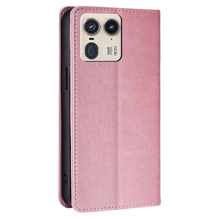For Motorola Moto X50 Ultra 5G / Edge 50 Ultra 5G Case PU Leather Calf Texture Phone Wallet Cover - Rose Gold