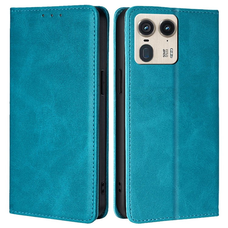 For Motorola Moto X50 Ultra 5G / Edge 50 Ultra 5G Case PU Leather Calf Texture Phone Wallet Cover - Baby Blue