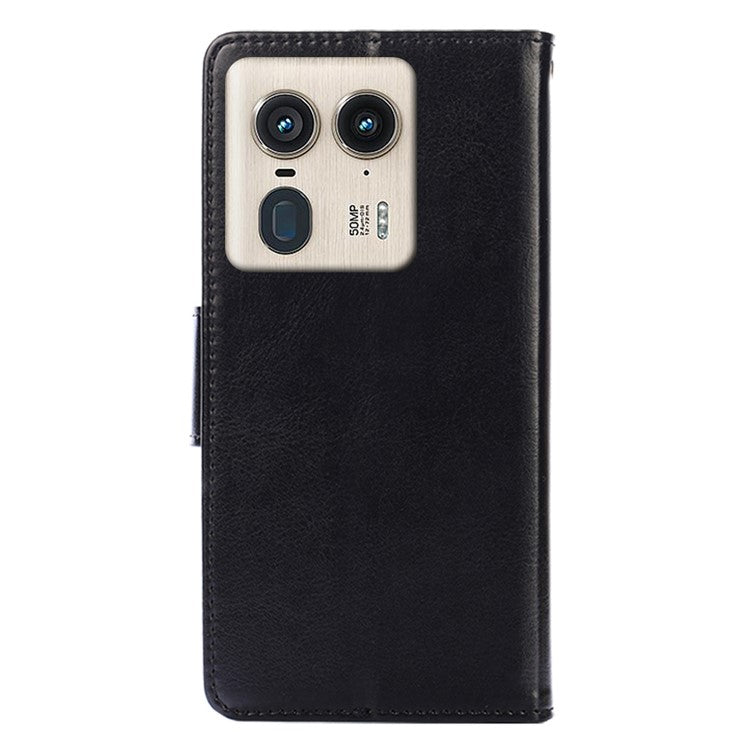 For Motorola Moto X50 Ultra 5G / Edge 50 Ultra 5G Case Wallet PU Leather + TPU Folding Stand Phone Cover - Black