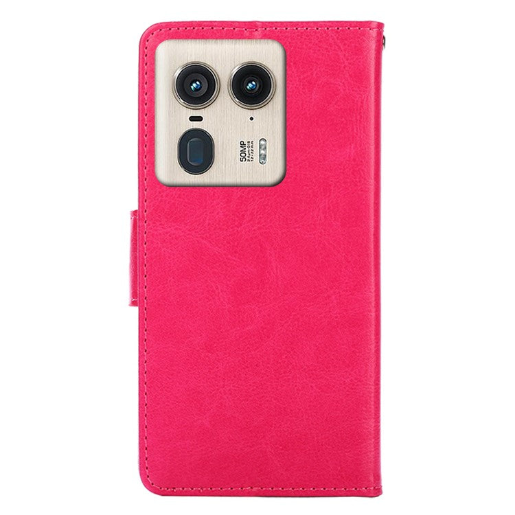 For Motorola Moto X50 Ultra 5G / Edge 50 Ultra 5G Case Wallet PU Leather + TPU Folding Stand Phone Cover - Rose