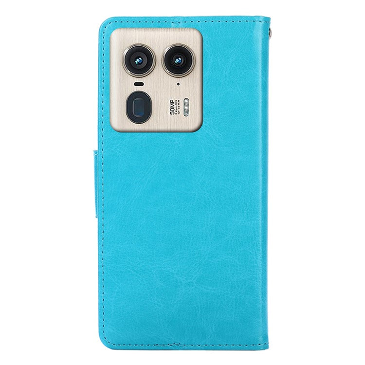 For Motorola Moto X50 Ultra 5G / Edge 50 Ultra 5G Case Wallet PU Leather + TPU Folding Stand Phone Cover - Baby Blue
