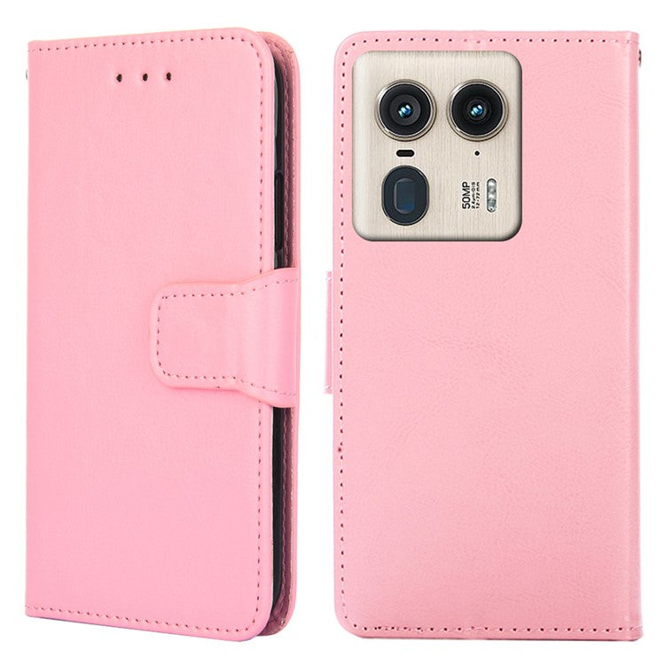 For Motorola Moto X50 Ultra 5G / Edge 50 Ultra 5G Case Wallet PU Leather + TPU Folding Stand Phone Cover - Pink