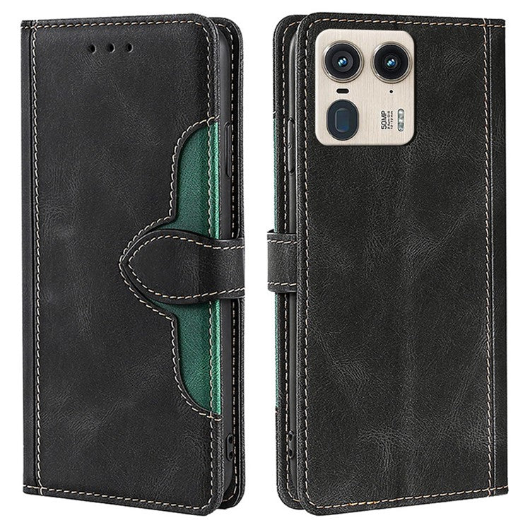 For Motorola Moto X50 Ultra 5G / Edge 50 Ultra 5G Case Leather Wallet Phone Cover with Straw Hat Magnetic Clasp - Black