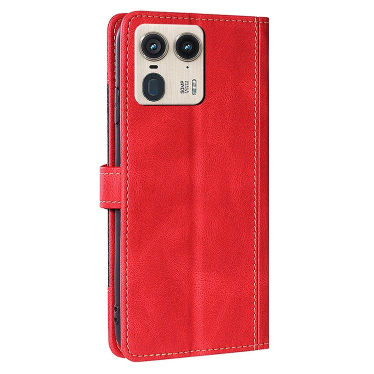 For Motorola Moto X50 Ultra 5G / Edge 50 Ultra 5G Case Leather Wallet Phone Cover with Straw Hat Magnetic Clasp - Red