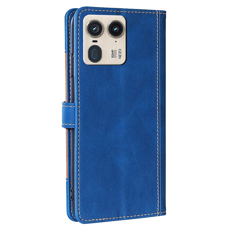 For Motorola Moto X50 Ultra 5G / Edge 50 Ultra 5G Case Leather Wallet Phone Cover with Straw Hat Magnetic Clasp - Blue