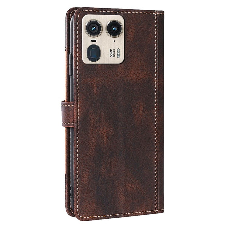 For Motorola Moto X50 Ultra 5G / Edge 50 Ultra 5G Case Leather Wallet Phone Cover with Straw Hat Magnetic Clasp - Brown