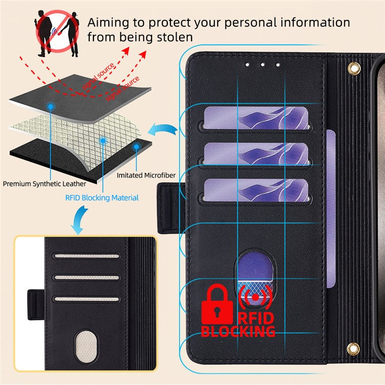 For Motorola Moto X50 Ultra 5G / Edge 50 Ultra 5G Case PU Leather Wallet Stand Phone Cover with Crossbody Shoulder Strap - Black