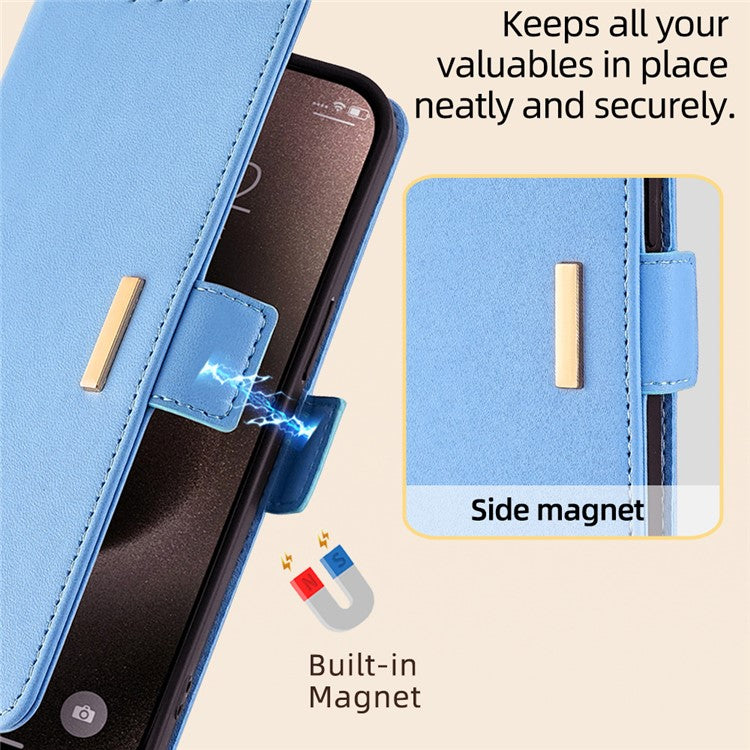 For Motorola Moto X50 Ultra 5G / Edge 50 Ultra 5G Case PU Leather Wallet Stand Phone Cover with Crossbody Shoulder Strap - Blue