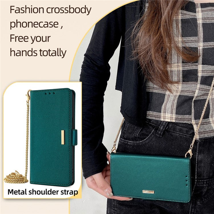 For Motorola Moto X50 Ultra 5G / Edge 50 Ultra 5G Case PU Leather Wallet Stand Phone Cover with Crossbody Shoulder Strap - Green