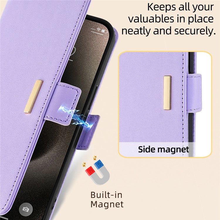 For Motorola Moto X50 Ultra 5G / Edge 50 Ultra 5G Case PU Leather Wallet Stand Phone Cover with Crossbody Shoulder Strap - Purple