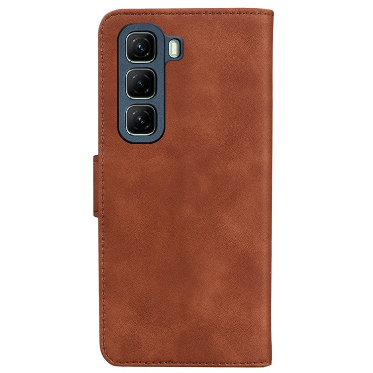 For Infinix Hot 50 5G Case Solid Color Leather Wallet Phone Cover - Brown