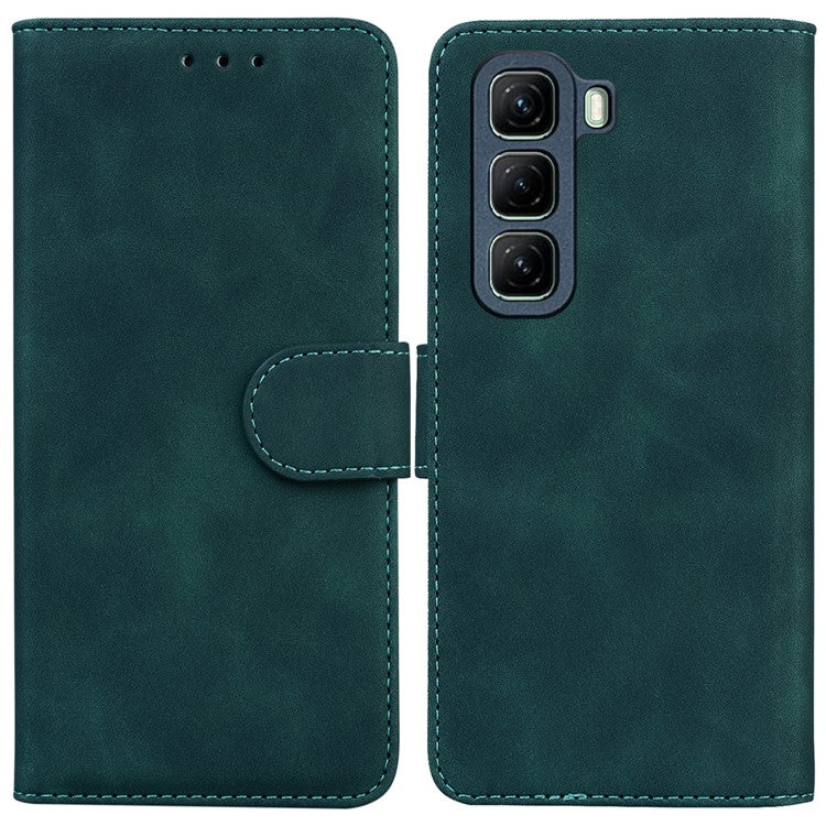 For Infinix Hot 50 5G Case Solid Color Leather Wallet Phone Cover - Green