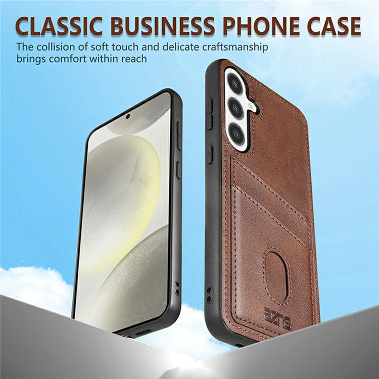 AZNS K1 Series For Samsung Galaxy S24+ Case Calf Texture Anti-Drop PU+TPU Phone Cover - Blue