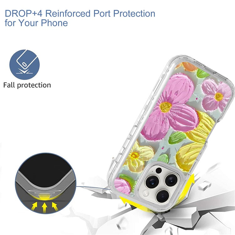 GW02 For iPhone 16 Pro Case IMD Pattern TPU+PC Shockproof Phone Cover - Colorful Flower