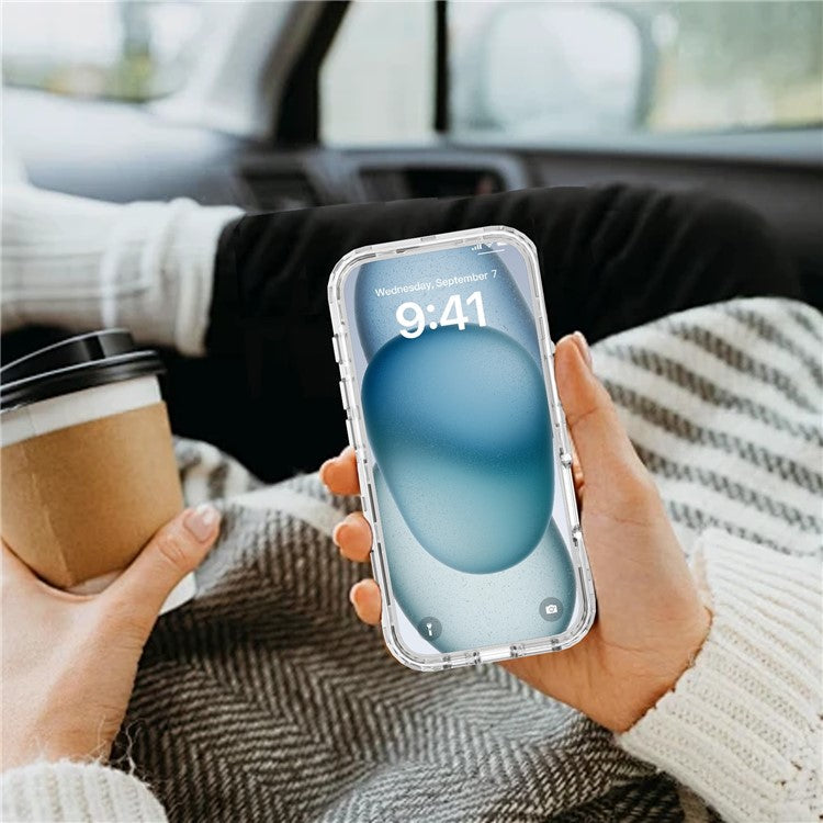 GW02 For iPhone 16 Case IMD Pattern TPU+PC Shockproof Phone Cover - Blue Flower