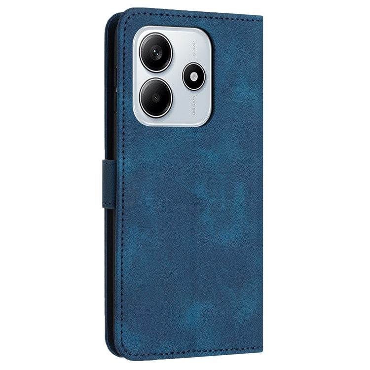For Xiaomi Redmi Note 14 5G Leather Case Solid Color Wallet Protective Phone Cover - Blue
