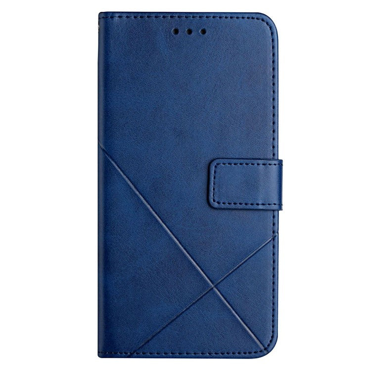 For Xiaomi Redmi Note 14 5G Leather Case Line Pattern Wallet Phone Cover - Blue