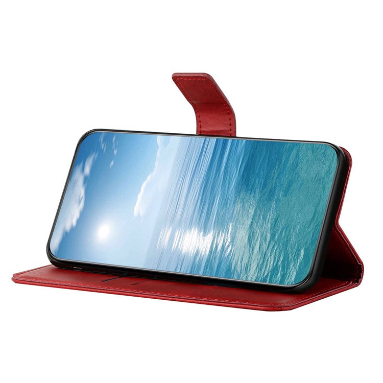 For Xiaomi Redmi Note 14 5G Leather Case Line Pattern Wallet Phone Cover - Red