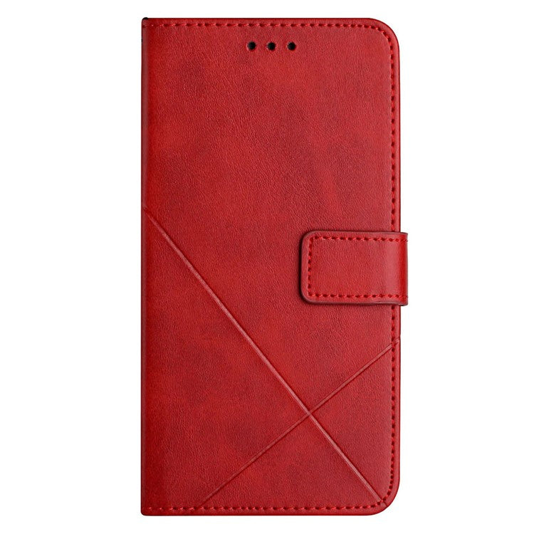 For Xiaomi Redmi Note 14 5G Leather Case Line Pattern Wallet Phone Cover - Red
