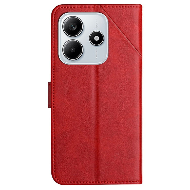 For Xiaomi Redmi Note 14 5G Leather Case Line Pattern Wallet Phone Cover - Red