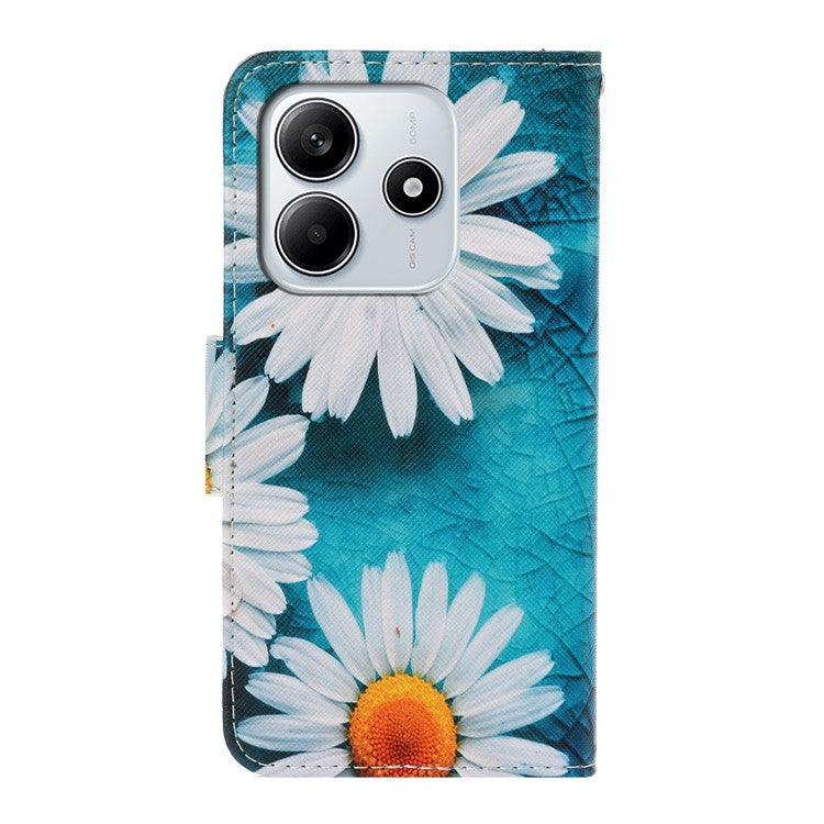 For Xiaomi Redmi Note 14 5G Case Pattern Printing Protective Leather Folio Phone Cover - Chrysanthemum