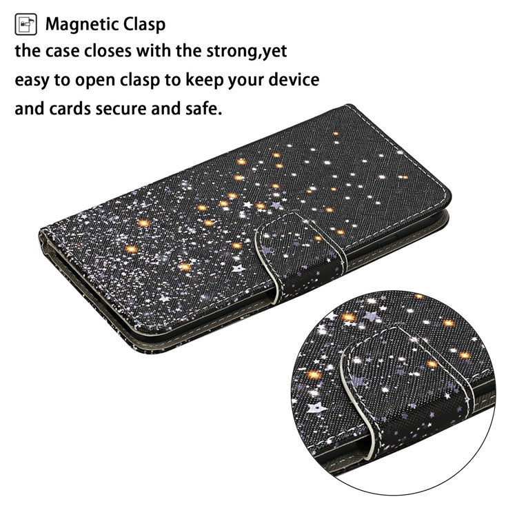 For Xiaomi Redmi Note 14 5G Case Pattern Printing Protective Leather Folio Phone Cover - Black Pentagram