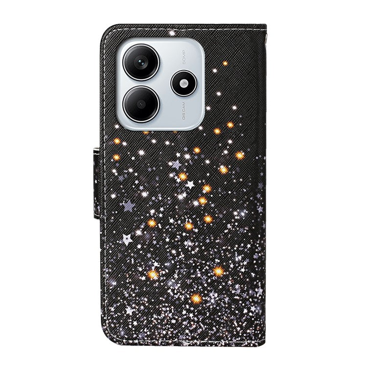 For Xiaomi Redmi Note 14 5G Case Pattern Printing Protective Leather Folio Phone Cover - Black Pentagram