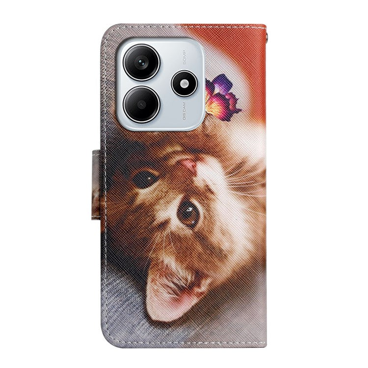 For Xiaomi Redmi Note 14 5G Case Pattern Printing Protective Leather Folio Phone Cover - Butterfly Cat