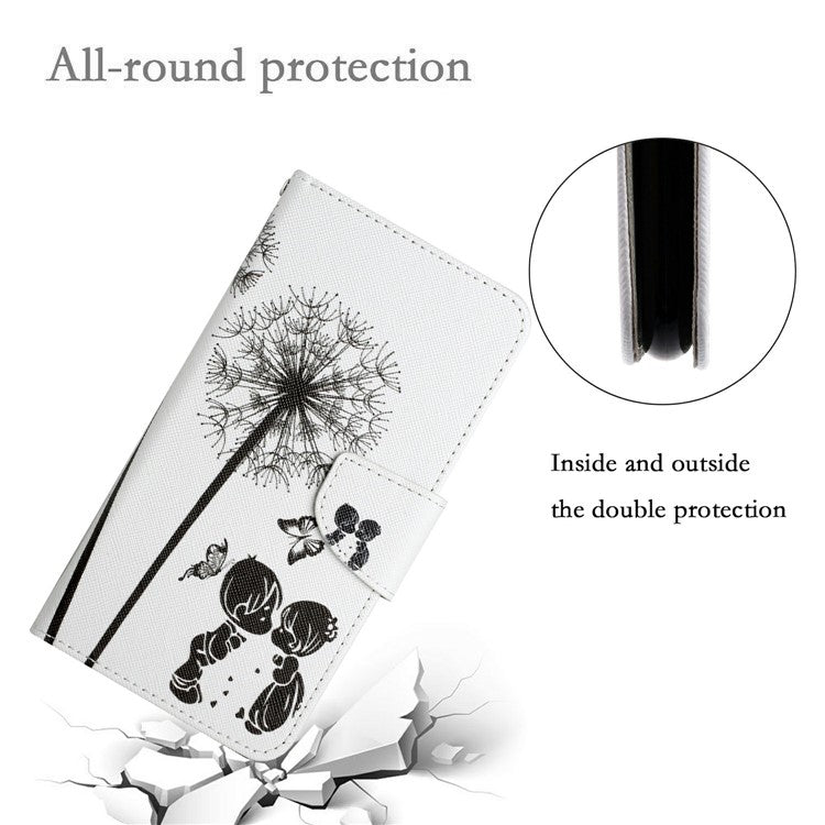For Xiaomi Redmi Note 14 5G Case Pattern Printing Protective Leather Folio Phone Cover - Dandelion