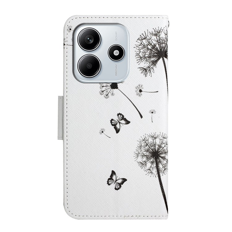For Xiaomi Redmi Note 14 5G Case Pattern Printing Protective Leather Folio Phone Cover - Dandelion