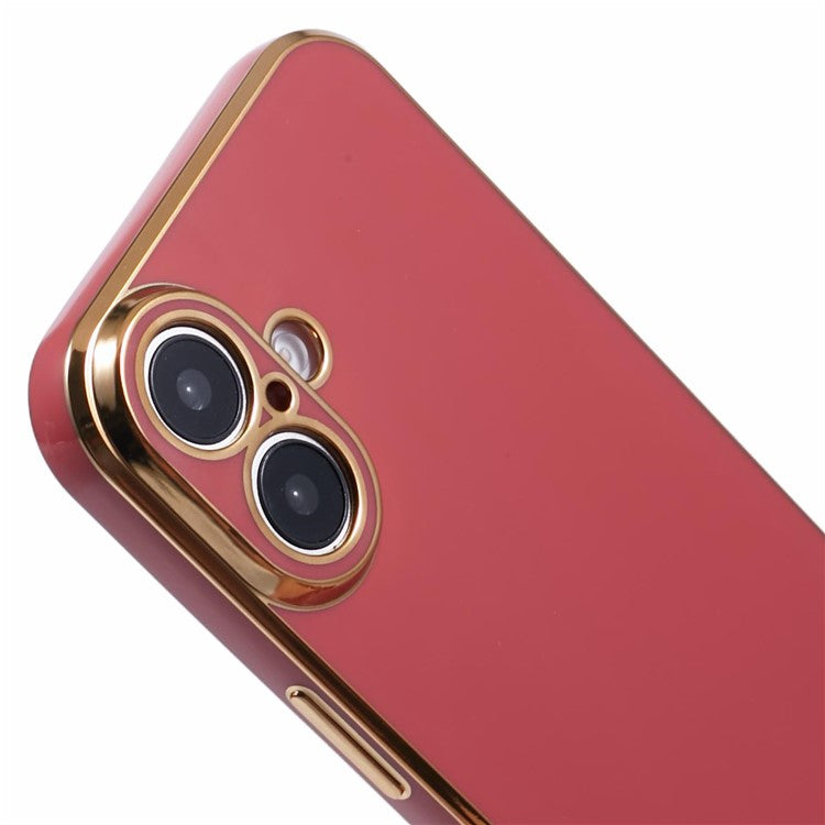For iPhone 16 Plus Case TPU Slim Fit Shockproof Phone Cover 6D Electroplating - Red