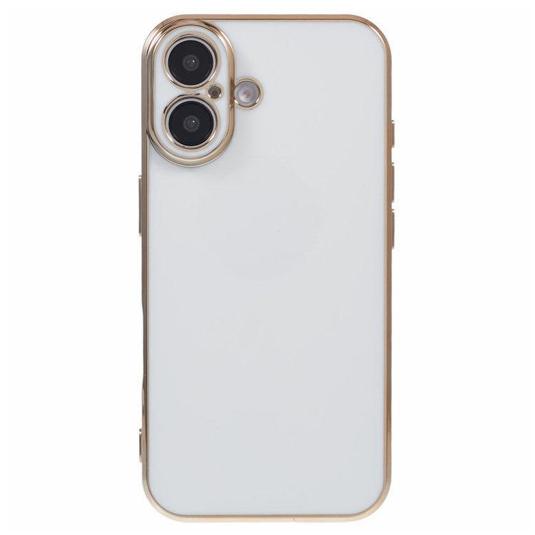 For iPhone 16 Plus Case TPU Slim Fit Shockproof Phone Cover 6D Electroplating - White