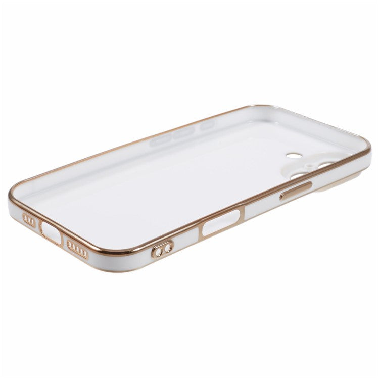For iPhone 16 Plus Case TPU Slim Fit Shockproof Phone Cover 6D Electroplating - White