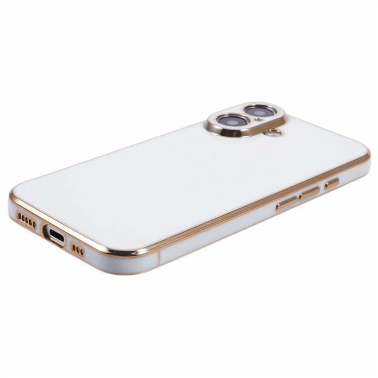For iPhone 16 Plus Case TPU Slim Fit Shockproof Phone Cover 6D Electroplating - White