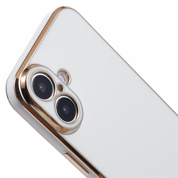 For iPhone 16 Plus Case TPU Slim Fit Shockproof Phone Cover 6D Electroplating - White