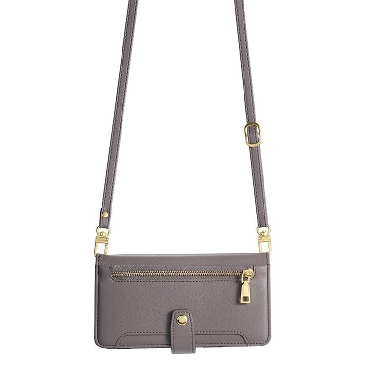 For Motorola Moto X50 Ultra 5G / Edge 50 Ultra 5G Case PU Leather Crossbody Phone Cover with Zipper Pocket Wallet - Grey