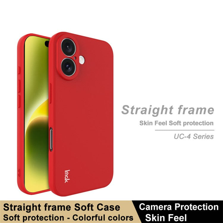 IMAK UC-4 Series for iPhone 16 TPU Case Soft Phone Cover Straight Edge - Red