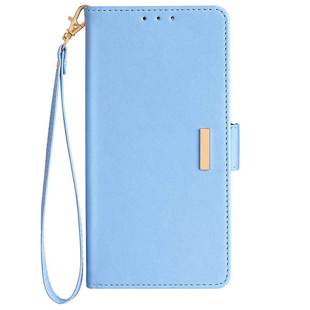 For Samsung Galaxy A16 5G / A16 4G Leather Wallet Case RFID Blocking Stand Cover with Hand Strap - Blue