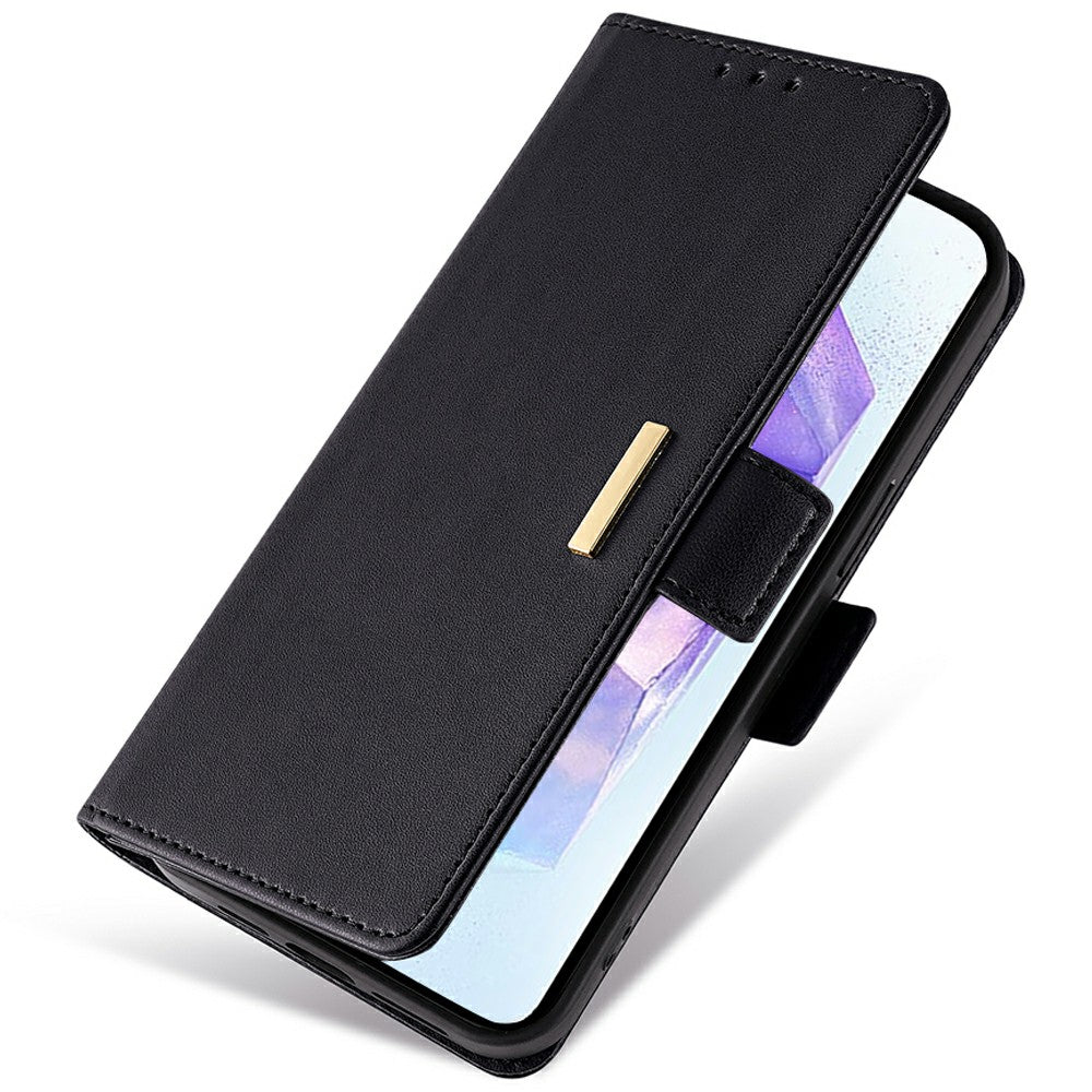 For Samsung Galaxy A16 5G / A16 4G Leather Wallet Case RFID Blocking Stand Cover with Hand Strap - Black