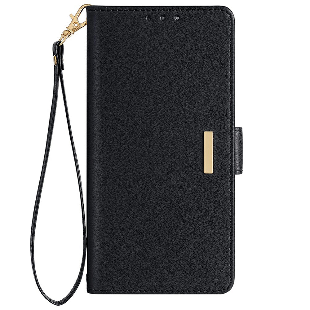 For Samsung Galaxy A16 5G / A16 4G Leather Wallet Case RFID Blocking Stand Cover with Hand Strap - Black